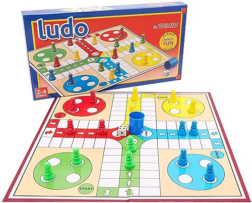 Toyland® Juego de Ludo de 20 Piezas con Tablero Plegable y Caja de Almacenamiento - Juegos de Mesa Familiares Tradicionales - A Partir de 3 años