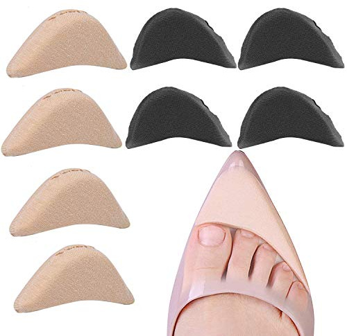 Toe Inserts for Shoes Too Big, 4 Pairs Shoe Inserts for Women Men, Foam Toe Filler, Shoe Fitters, Black and Beige