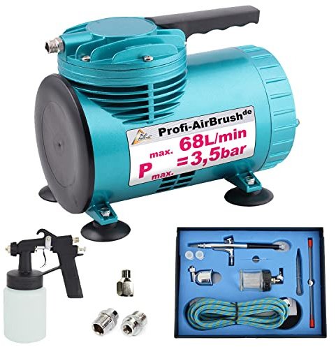Airbrush Kompressor Set für Wandtattoo Home Decor inkl. leistungsstarken Kompressor Decor Design und 2 Airbrush-Pistolen Schlauch - das ideale Airbrush-Set für Hobby DIY