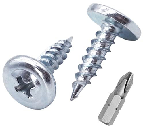 SKIR'CO (50 piezas) Acero chapado en zinc 4,2 x 16 mm Tornillos de madera plateada, tornillos de metal, cabeza de armadura modificada Phillips, autorroscantes