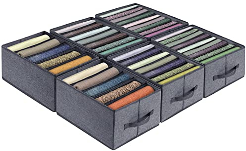 BIGLUFU 6 Stück Schrank Organizer Kleiderschrank Faltbare Aufbewahrungsbox aus Vliesstoff Set mit 5-9 Fächern Schubladen Ordnungssystem Aufbewahrung für Kleidung Tshirts Hosen Unterwäsche Jeans