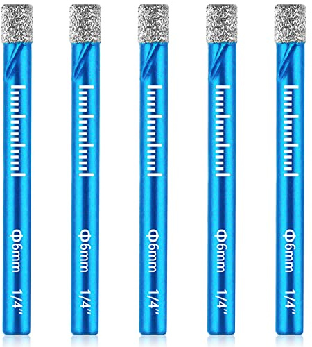 flintronic Diamantbohrer Set, Fliesenbohrer, Fliesenbohrer Set 5-tlg(6mm), Sechskant-Schaft, Diamant Bohrer Set für Keramik, Granit, Glas, Porzellan, Fliesen, Feinsteinzeug