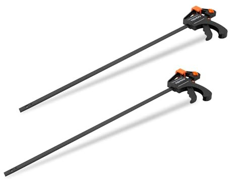 KENDO Einhandzwingen Set – Max. Spannweite: 600mm /Spanntiefe: 63mm – Max. Spannkraft: 0.6kN – Max. Spreizweite: 769mm/Min. Spreizweite: 141mm – Klemmzwinge mit Vollprofilschiene & Kunststoffgriff