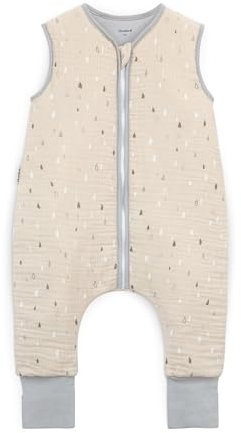 Ehrenkind® Musselin Schlafsack mit Füßen 2.5 TOG 100% Bio-Baumwolle Natur mit Tropfen | 100 cm | Oeko Tex zertifiziert