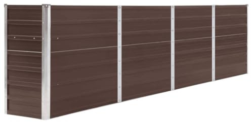 Myheimly Hochbeet Gartenbeet Pflanzbeet Frühbeet Pflanzkübel Pflanzkasten Blumenkübel Gemüsebeet Blumenkasten 320 x 40 x 77 cm Verzinkter Stahl Braun
