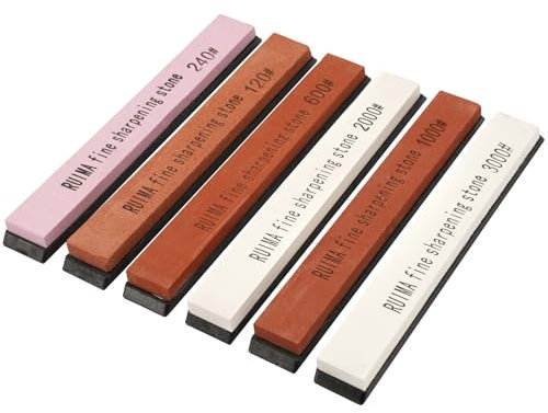 6 Stück Messer Schleifstein Set, 120/240/600/1000/2000/3000 Schleifstein Messerschärfer für Messerschärfer mit Festem Winkel, Sharpening Stone Professionelles Set für Küche, im Freien