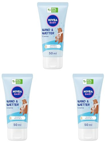 NIVEA Baby Wind & Wetter Creme, Babycreme schützt vor Wind und Kälte, Baby Feuchtigkeitscreme mit Mandelöl für zarte Babyhaut, Hautpflege für Babys mit Shea Butter und Vitaminen (50 ml)