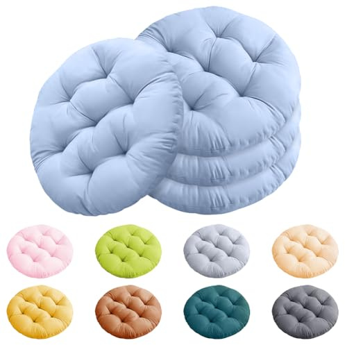 Umllpet Cuscini per Sedia Rotondi 40 cm, 4 Pezzi, Comodi Cuscini per Sedia, Antiscivolo, Lavabili, Cuscini da Pavimento Rotondi, Comodi Cuscini per Sala da Pranzo, Soggiorno, Studio, Interni ed