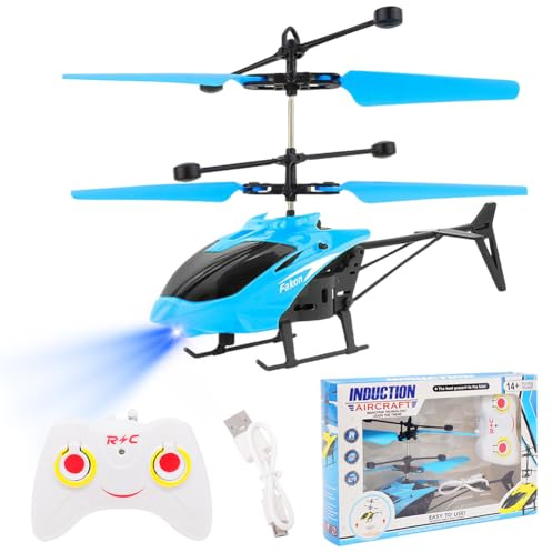 Spiritzohic Remote Control Helicopter, RC Helicopters Aircraft Model Radio Controlled Aircraft Indoor RC Flying Gift for Birthday, Christmas(Blue)