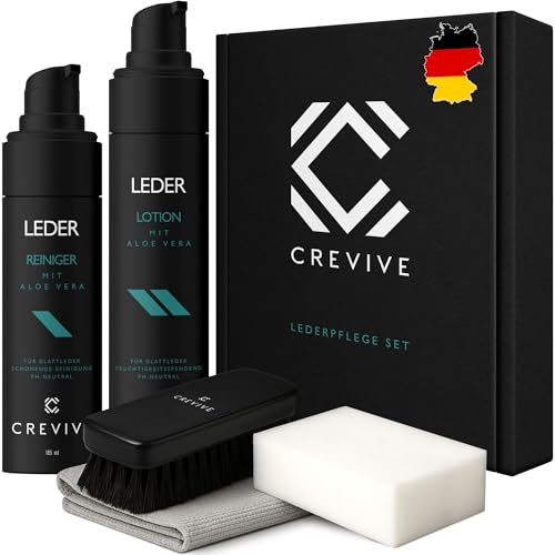 CREVIVE Detergente e balsamo per la pelle dell'auto, kit tutto in uno per la cura della pelle per sedili auto e interni