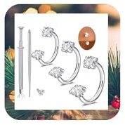 MODRSA 6mm 7mm 8mm 20g Horseshoe Nose Ring Hoop 20 gauge Double Gem Horse Shoe Nose Rings for Women Surgical Steel Half Hoop C U Shape Small Thin Tragus Earring Helix Piercing Jewelry Septum Rings 20g