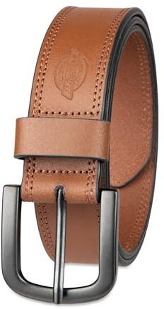 Dickies Men's Dickies Mens 1 1/2 In. Leather Belt With Two Row Stitch, tan, 36