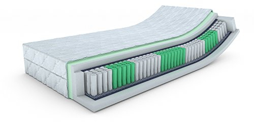 MSS e.K. Taschenfederkernmatratze mit Kaltschaum 100 x 200 cm H2 – ECO - 7-Zonen, orthopädischer Komfortschaum, waschbarer Bezug, Oeko-Tex Zertifiziert, für Kinder & Erwachsene, Made in Germany
