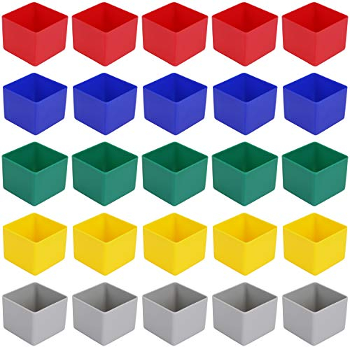 1a-TopStore 25 Stück Einsatzkasten Serie E40, farblich sortiert, 5 Farben u. 4 Größen, aus Polystyrol, Industrienorm, für Schubladen, Sortimentskästen etc. (E40/4, 49x49x40 mm)