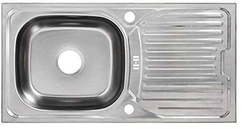 Design Edelstahl Einbauspüle (86 x 43,5 cm 1 Becken) Spülbecken Spüle mit Überlauf inkl.Syphon Set