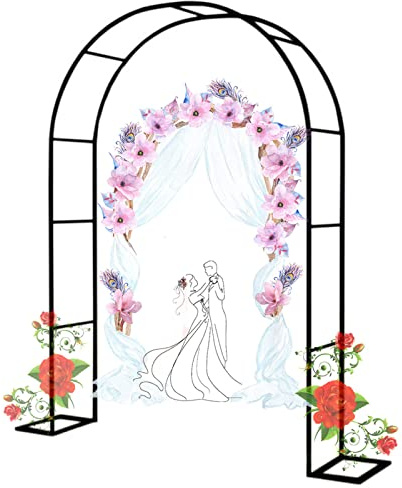 Lxldm Arco da Giardino Nero Arco in Metallo Arco per Rose Traliccio Arco per Piante Rampicanti Tubolare in Acciaio zincato di 19mm Arco,5 Taglie (Misurare : W200xH230cm/W79xH90.6in)