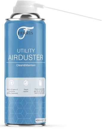 FERRIS | Air Duster Can (1 x 400ml) Powerful Compressed Air Duster Spray Cleans and Removes Dust & Debris | Use on Office Equipment, Electronics, Keyboard Cleaner, Camera Lens Blower (1pk)