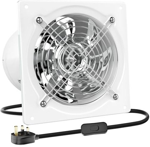 HG Power 150mm Exhaust Fan, 525m³/h Stainless Steel Ventilation Fan Extractor with Backdraft Damper for Kitchen Workshop Garage Basement, White