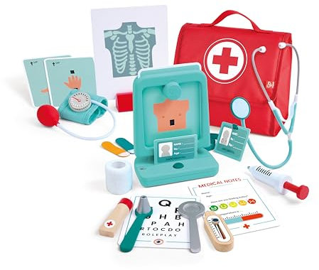 Hape Little Doctor’s Medical Set | Realistic Doctor Role-Play Kit with X-ray Machine, Blood Pressure Cuff & Accessories | Encourages Empathy & Learning Through Play | For 3 Years +