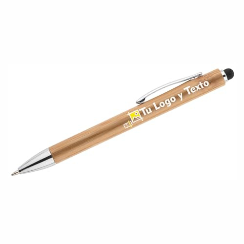 100x Bolígrafos de madera personalizados con logo y texto Impresión UV a todo color Bolígrafos promocionales ecológicos con función táctil para empresas eventos y regalos (100)