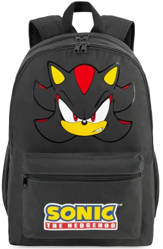 Get Trend Sonic the Hedgehog Sac a Dos Garcon, 46 x 32 x 16 cm, Fermeture Eclair et Bandoulière Réglable Grand Cartable, Gaming Merchandise, Cadeau Garcon (Noir Shadow)