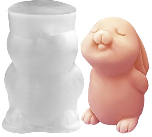 DINGFENG Molde de Silicona 3D Conejito Durmiente de Pascua - Molde para Velas, Resina, Yeso y Jabón - Fácil Desmolde, Decoración de Pascua, Regalo Manualidades DIY