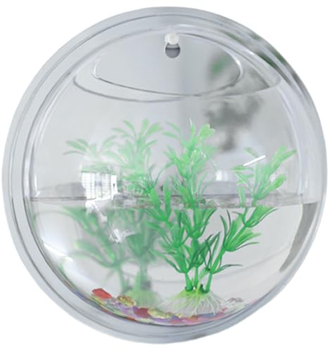 Ameble 9 Inch Clear Acrylic Wall Fish Tank, Creative Hydroponic Wall Mounted Aquarium for Small Betta Fish, Succulents, Plants, Space Saving Home Decor