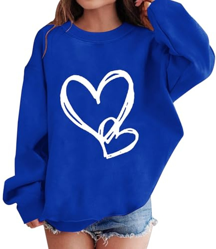 Jersey para niña 140 simple - sudadera para niñas y niños, sudadera oversize manga larga, suéter navideño con estampado de corazones, chaqueta de punto moderna, bonita chaqueta de entretiempo