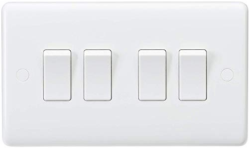 Knightsbridge CU4100 Curved Edge 10 A 4 Gang 2 Way Switch, White