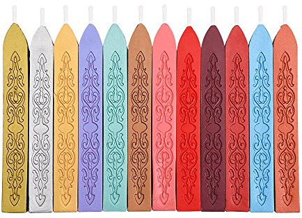 Binnan 12 Stück Siegelwachs, Siegellack Sticks mit Dochten, Antik Siegellack Sticks Bunte Kerze, Wachssiegelstempel für DIY Handwerk Umschlag Vintage Wachssiegel Stempel