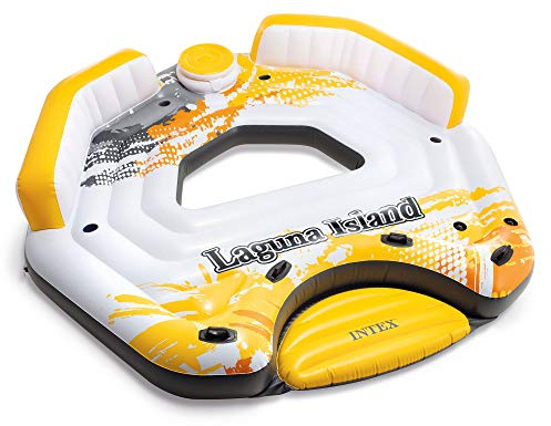 Intex 57276EP 5 Person Large Inflatable Laguna Lake Water Island Lounging Pool Float, Yellow