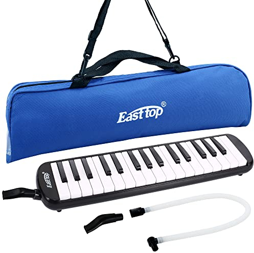 East top 32-Tasten Melodica, Professioneller Mund Melodica Keyboard Orgel Melodica Instrument für Erwachsene, Studenten und Kinder, Als Geschenk,Set-Schwarz