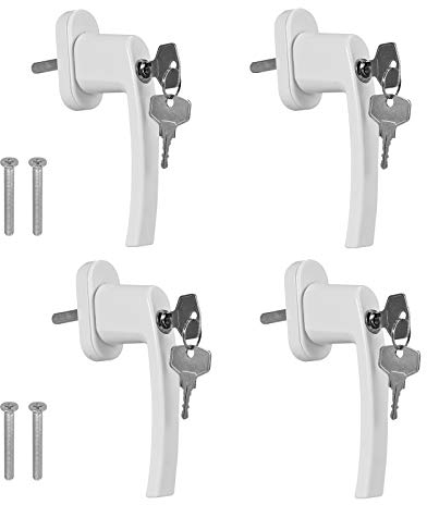 CAMWAY 4 Pcs Poignée de Fenêtre et Porte Verrouillable pour Sécurité Enfant Poignée de Fenêtre Verrouillable Poignées de Sécurité en Longueur de la Tige 35 mm en Aluminium