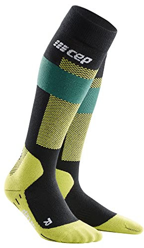 CEP - SKIING MERINO COMPRESSION SOCKS für Herren | Ski Sport Merino Socken mit Kompression und perfektem Fußklima dank Merino Wolle | Grün | Größe V | XL