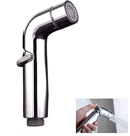 woojfcang Handheld Toilet Bidet Sprayer Head Adjustable Pressure Control Shower Douche Sprayer Replacement,Water Gun Flusher Nozzle Shower Bidet Tap for Toilet Bathroom - ABS Chrome Bidet Attachment