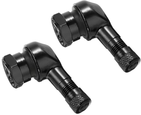 JNNJ 2Pcs 90 Degree Motorcycle Valve Stems Tire, Universal Tire Valve Cover Adapter, 11.3mm Diameter Aluminum Alloy Modified Right Angle Gas Nozzle, for Car Motorcycle Bike Scooter(Black)