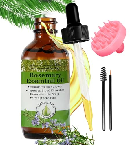 CLFJLXYX Rosemary Oil Hair Growth Oil - 100% Organic Rosemary Hair Oil Rosemary Essential Oils Effective Hair Thickening Hair Mask & Hair Loss Treatment Hair Treatment Oil,Damaged Hair Care 2.11 Fl Oz