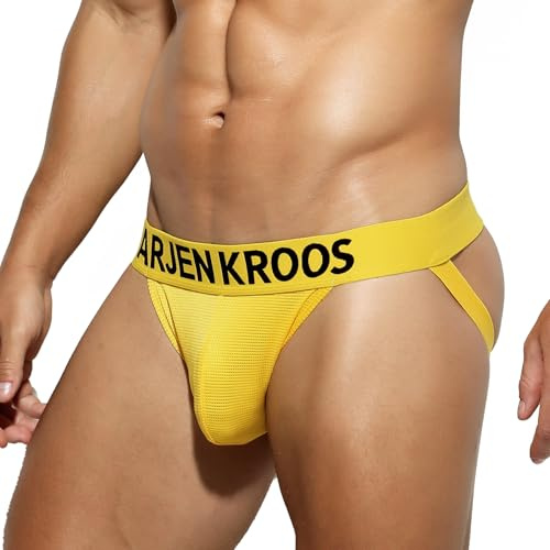 Casey Kevin jockstrap män sexiga underkläder string tanga jockstrap män gay låg midja G-string sport trosor, K6-gul, L