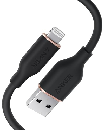 Anker Flow Cable, USB A to Lightning Cable, Durable Charging Cord for iPhone 14/13/12/ iPad Air/Mini/Pro Cable, iPod Nano, AirPods, and More (Cord Organizer Included) (3FT, USB 2.0)