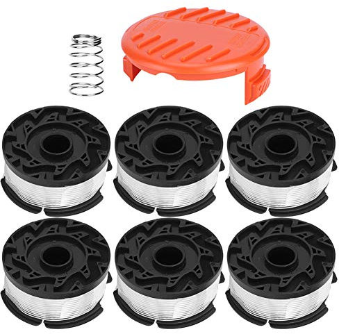 Senrusa 6Pcs Lawn Mower Spool with Cover Replacement Accessories Parts Fit for BLACK DECKER AF100