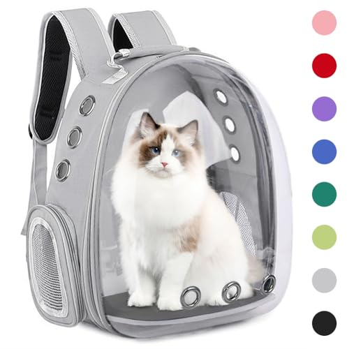 Pet Backpack Carrier,Bubble Backpack Cat Carrier,Pets and Small Dogs,Space Capsule Pet Carrier for Traveling, Walking, Hiking and Outdoor Activities (Gray)
