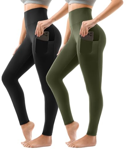 Sanpetix Lot de 2 leggings de sport taille haute pour femme, pour gym et yoga