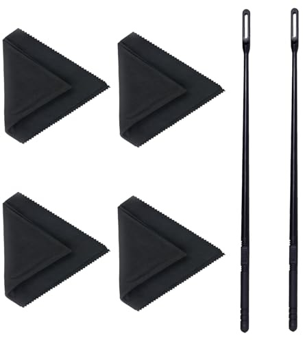 6 Pcs Flute Cleaning Kit,4PCS Flute Cleaning Cloth with 2PCS Flute Cleaning Rod, Professional Flute Cleaner Flute Accessories for Taking Care of Your Instrument(Black)