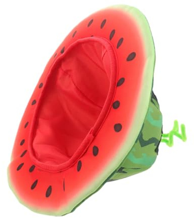 HEATSHAKING Funny Watermelon Hat for Lightweight Cloth Fruit Cosplay Cap with Comfortable Fit and Realistic Texture, for Fruit Themed Birthday Party or Photo Booth Props