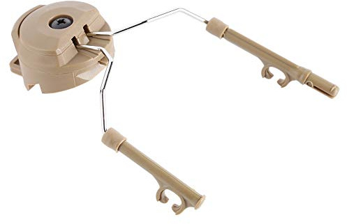 Nancunhuo Hjälmadapter 2 st plast + stålhjälm bågskena upphängning headset stöd för Peltor Comtac (färg: Solbränd)
