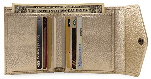 Otto Angelino Echtleder Geldbörse im Briefumschlag-Design - RFID Schutz – Unisex, Gold