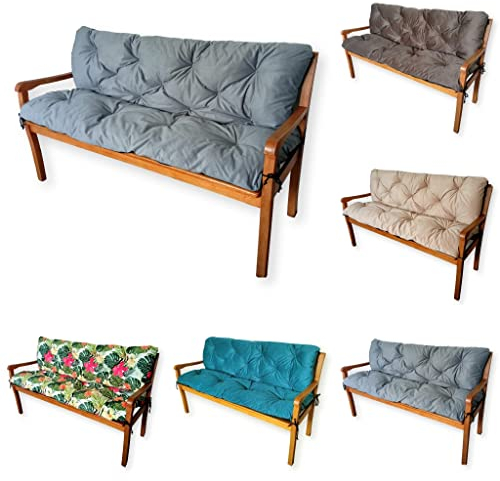 4L Textil Gartenbankauflage Hollywoodschaukel Auflage Bankauflage Outdoor Sitzkissen Bank Gartenbank Auflage Bankkissen Sitzauflage Bank Sitzpolster Bank Pallettensitzkissen (180x50x50 cm, Grau)