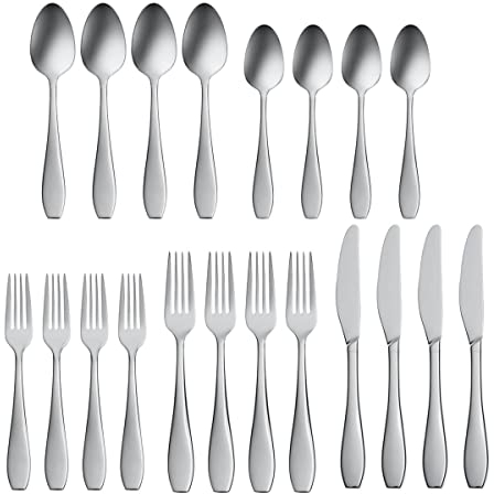 Oneida Glide 20 Piece Fine Flatware Set, Service for 4, 18/10 Stainless Steel, Silverware Set