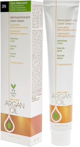 One N' Only Permanent Hair Color - Permanent Hair Dye Made with Argan Oil - Delivers Rich, Accurate Tones with Gray Coverage - Improves Moisture & Elasticity - 3N Dark Natural Brown (3 oz)