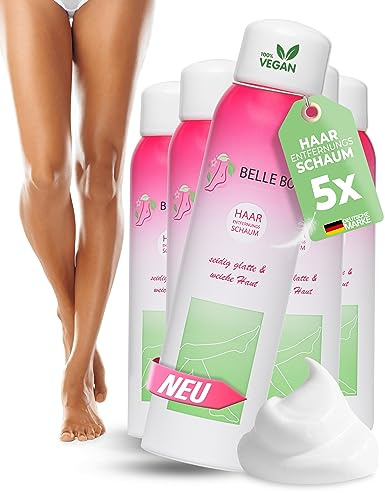 Belle Body Premium Enthaarungsschaum 300ml 5 Dosen - Effektive Haarentfernung ohne Rasur für Frauen und Männer - Haarentfernungsschaum - Keine Hautirritationen - Ideal für Haarentfernung